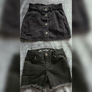 Old Navy Black Corduroy Skirt and Cat & Jack Denim Shorts